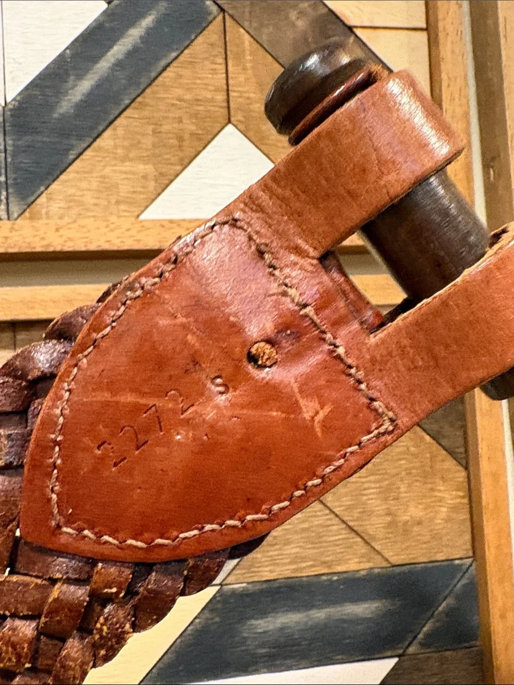 Vintage Ralph Lauren Braided Leather Wood Peg Waist Belt XXS/XS *As-Is* - Picture 7 of 12